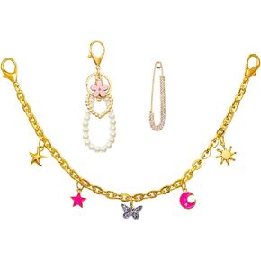 Gold Keychain Set - Fashionable Bag Charms with Double Buckle Design Enamel Pendant Purse Chains for Handbags in Saudi Arabia