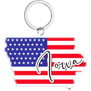 Iowa Souvenirs Keychain With Key Ring - American Flag Keychain, Key Holder For Gifts,Souvenirs From Usa,Spot M in Kuwait