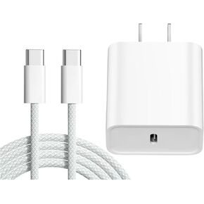 iPhone 16 15 Charger Fast Charging Type C Charger 20W USB C Charger Block iPhone 16 Charger with Woven 6FT USB-C Cable 60W for iPhone 16/16 Plus/16 Pro/16 Pro Max/iPhone 15/15 Pro Max/iPad Pro/AirPods in Kuwait