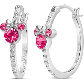 Disney Jewelry for Women Minnie Mouse Sterling Silver Cubic Zirconia Hoop Earrings, October Birthstone in Kuwait