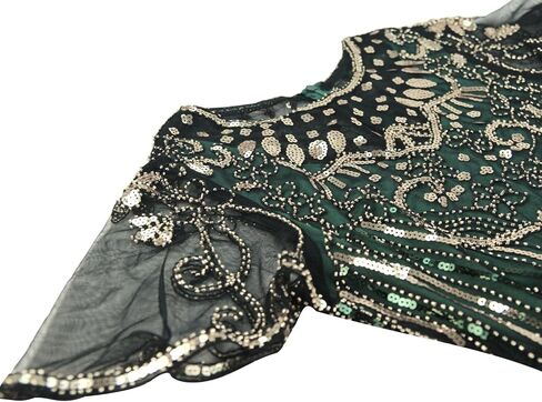 1920s Gatsby Inspired Sequin Beads Fringe Flapper Cocktail Roarings 20s Dress w/ 20s Headband Accessories Set in Kuwait