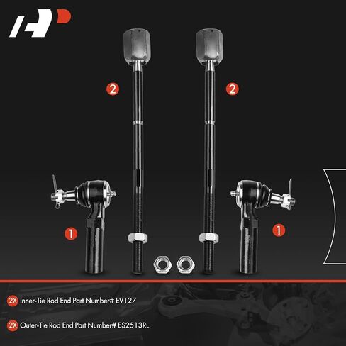 A-Premium Set of 4, Front Inner & Outer Tie Rod End Kit, Compatible with Ford Taurus 1986-1995, Mercury Sable 1986-1995 in Saudi Arabia