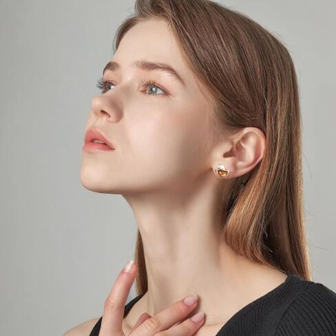 Handmade S925 sterling silver inlaid with genuine Baltic amber earrings, simple and classic design, natural energy stone, wooden gift box in Kuwait