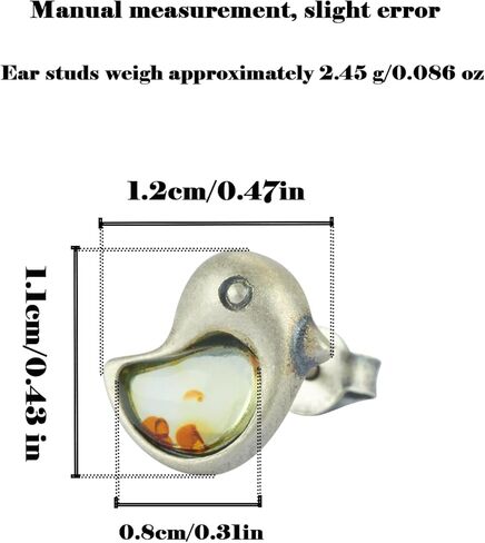 Handmade S925 sterling silver inlaid with genuine Baltic amber earrings, simple and classic design, natural energy stone, wooden gift box in Kuwait