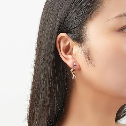 Handmade S925 sterling silver inlaid with genuine Baltic amber earrings, simple and classic design, natural energy stone, wooden gift box in Kuwait