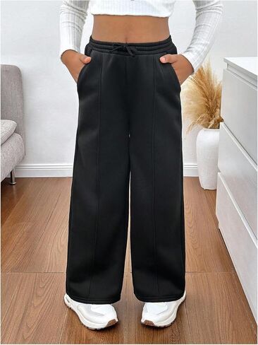 Milumia Girl's Wide Leg Sweatpants Drawstring Elastic Waist Loose Casual Pants with Pockets in Saudi Arabia