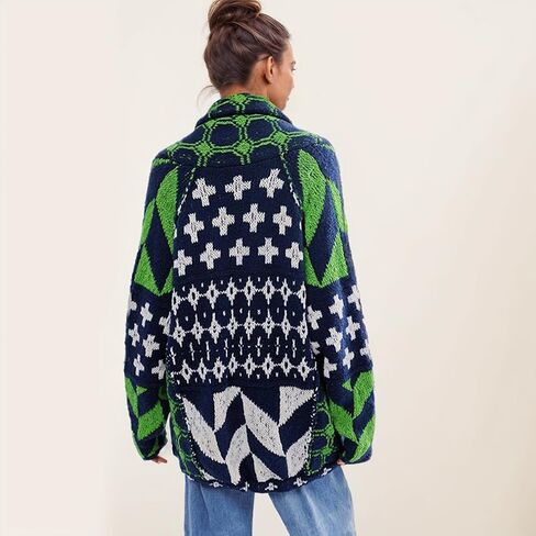 Oversized Y2K Printed Colorful Bat Cardigan for Women Button Down Collar Sweater Coats Fall Fashion Outfit in Kuwait