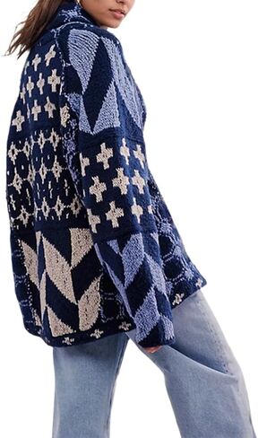 Oversized Y2K Printed Colorful Bat Cardigan for Women Button Down Collar Sweater Coats Fall Fashion Outfit in Kuwait