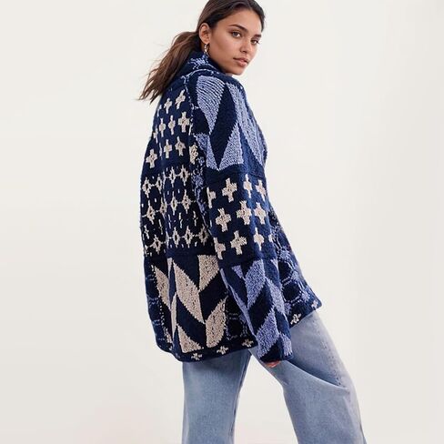 Oversized Y2K Printed Colorful Bat Cardigan for Women Button Down Collar Sweater Coats Fall Fashion Outfit in Kuwait