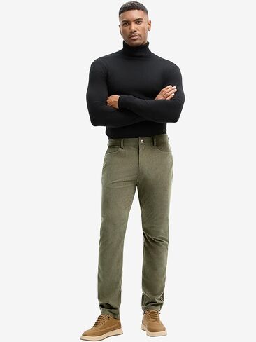 HOTake Men's Casual Corduroy Pants Lightweight Stretch Corduroy Trousers Straight Fit Dress Pants in Kuwait