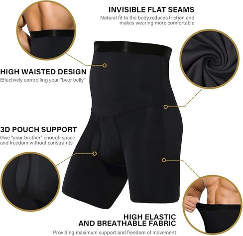 Arjen Kroos Men's Slimming Compression Boxer Briefs Underwear Tagless High Waist Tummy Control Boxers in Saudi Arabia