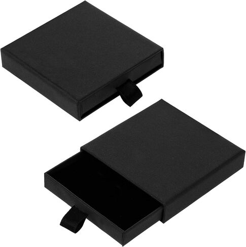 2 Pack Square Jewelry Gift Boxes Cardboard Jewelry Box with Lids Necklace Boxes for Jewelry Gift Small Gift Boxes Pendant Storage Case for Bracelets Necklaces Earrings Ring Jewelry Gift(Black) in Saudi Arabia