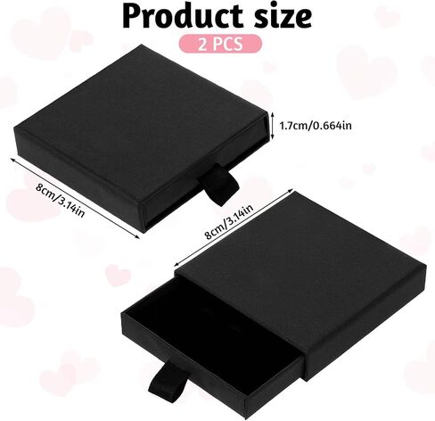 2 Pack Square Jewelry Gift Boxes Cardboard Jewelry Box with Lids Necklace Boxes for Jewelry Gift Small Gift Boxes Pendant Storage Case for Bracelets Necklaces Earrings Ring Jewelry Gift(Black) in Saudi Arabia