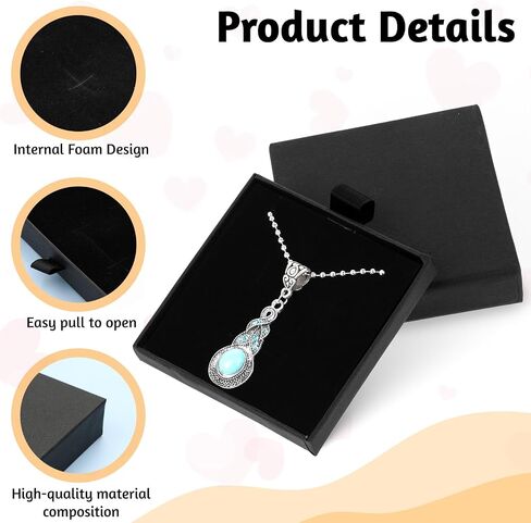 2 Pack Square Jewelry Gift Boxes Cardboard Jewelry Box with Lids Necklace Boxes for Jewelry Gift Small Gift Boxes Pendant Storage Case for Bracelets Necklaces Earrings Ring Jewelry Gift(Black) in Saudi Arabia