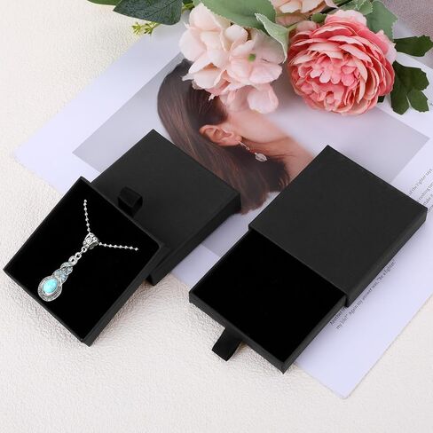 2 Pack Square Jewelry Gift Boxes Cardboard Jewelry Box with Lids Necklace Boxes for Jewelry Gift Small Gift Boxes Pendant Storage Case for Bracelets Necklaces Earrings Ring Jewelry Gift(Black) in Saudi Arabia