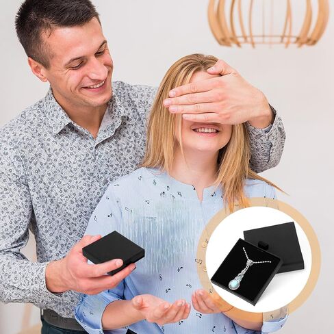 2 Pack Square Jewelry Gift Boxes Cardboard Jewelry Box with Lids Necklace Boxes for Jewelry Gift Small Gift Boxes Pendant Storage Case for Bracelets Necklaces Earrings Ring Jewelry Gift(Black) in Saudi Arabia