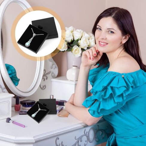 2 Pack Square Jewelry Gift Boxes Cardboard Jewelry Box with Lids Necklace Boxes for Jewelry Gift Small Gift Boxes Pendant Storage Case for Bracelets Necklaces Earrings Ring Jewelry Gift(Black) in Saudi Arabia