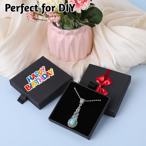 2 Pack Square Jewelry Gift Boxes Cardboard Jewelry Box with Lids Necklace Boxes for Jewelry Gift Small Gift Boxes Pendant Storage Case for Bracelets Necklaces Earrings Ring Jewelry Gift(Black) in Saudi Arabia