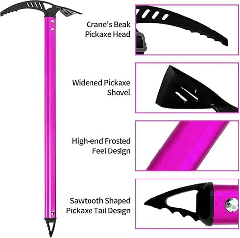 فأس الجليد للتخييم في الهواء الطلق، أداة تسلق الجبال من سبائك الألومنيوم، أداة تسلق الجبال الجليدية، تصميم خفيف الوزن، 70 سم رمادي in Kuwait