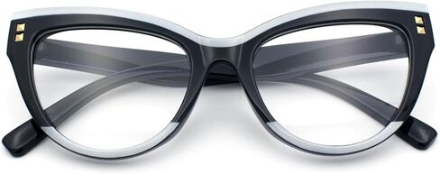 SA106 Womens 2-tone Color Design Horn Rim Cat Eye Clear Lens Fashion Eyeglasses in Saudi Arabia