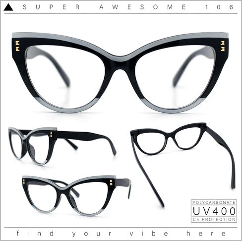 SA106 Womens 2-tone Color Design Horn Rim Cat Eye Clear Lens Fashion Eyeglasses in Saudi Arabia
