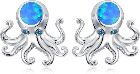 Octopus/Sea Turtle Stud Earrings 925 Sterling Silver Ocean Earrings Beach Ocean Jewelry Gifts for Women in Kuwait