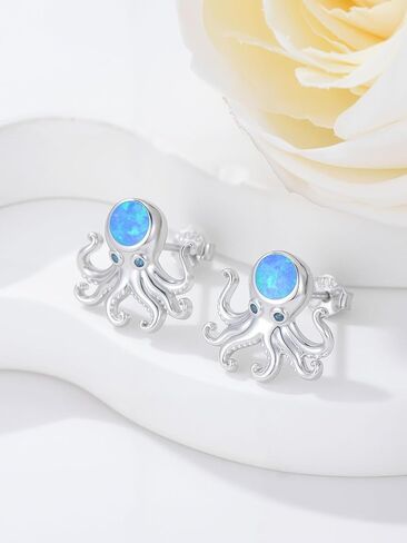 Octopus/Sea Turtle Stud Earrings 925 Sterling Silver Ocean Earrings Beach Ocean Jewelry Gifts for Women in Kuwait