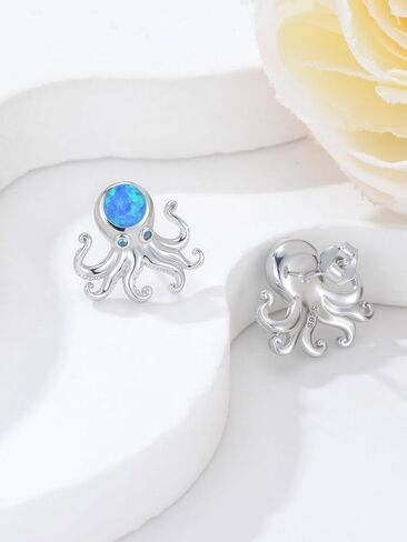Octopus/Sea Turtle Stud Earrings 925 Sterling Silver Ocean Earrings Beach Ocean Jewelry Gifts for Women in Kuwait