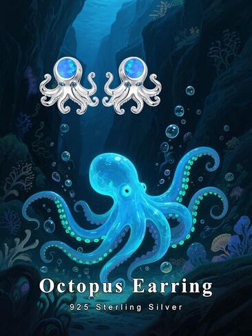 Octopus/Sea Turtle Stud Earrings 925 Sterling Silver Ocean Earrings Beach Ocean Jewelry Gifts for Women in Kuwait