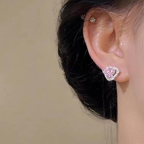 14K Gold Simple Two Pear Cut Moissanite Stone Stud Earrings for Women,D-VVS1 Quality, Daily Wear Stud in Saudi Arabia