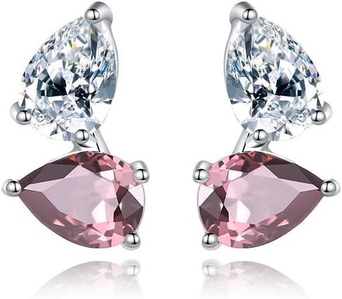 14K Gold Simple Two Pear Cut Moissanite Stone Stud Earrings for Women,D-VVS1 Quality, Daily Wear Stud in Saudi Arabia