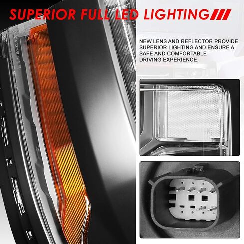 مجموعة المصابيح الأمامية LED DRL من Auto Dynasty متوافقة مع 2016-2019 Chevy Silverado 1500، زوج من المصابيح الأمامية HID البديلة مع شريط ضوء تشغيل LED، شعاع منخفض لجهاز العرض، زاوية شفافة من الكروم in Saudi Arabia