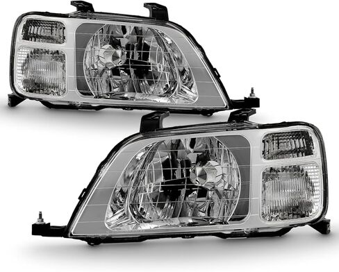 AKKON - Fits 1997-2001 Honda CRV Chrome Headlights Headlamp Pair Driver Left+Passenger Right Replacement 98 99 00 in Saudi Arabia