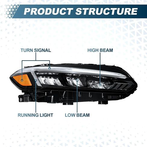 PENSUN LED Headlights Assembly Fit for 2022 2023 Honda Civic Sport Touring 11th Gen Civic, Car Headlight Replacement 33150-T20-A22 (Left Driver Side) in Saudi Arabia