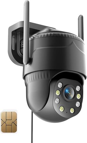 كاميرا أمان خلوية KKB 4G LTE، كاميرا خلوية سلكية مدمجة، بطاقة SIM للأماكن الخارجية/الداخلية، خطة بيانات غير محدودة، لا توجد كاميرات أمان WiFi رؤية ليلية ملونة 2K، تسجيل 24/7، كشف حركة PIR in Kuwait