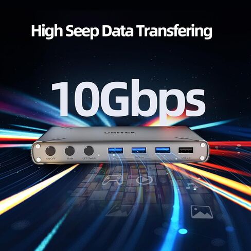 Unitek USB 3.0 HDMI KVM Switch 1 Monitor 2 Computers 4K@60Hz KVM Switches 4 USB Ports for 2 Computers Sharing Monitor Keyboard Mouse Hard Drives EDID Adaptive 2 USB Cable DC5V Adapter and Controller in Kuwait