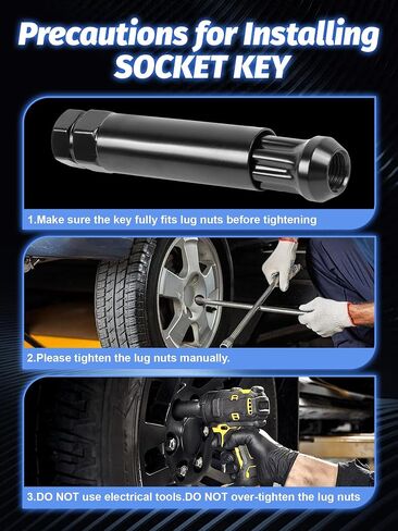 7 Point Spline Lug Nuts Tuner Socket Key Tool 2pcs Compatible with 13/16inch(21mm) and 7/8inch(22mm) Hex Socket Wrench，7 Spline Socket Key Black for 14x1.5, 14x2.0, 9/16inch Lug Nut in Saudi Arabia