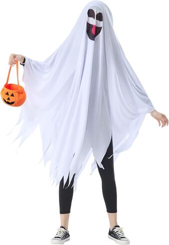 Seasons Ghost Costume for Adults, White Cloak with Pumpkin Bag, Novelty Outfit for Halloween or Parties in Saudi Arabia