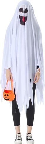Seasons Ghost Costume for Adults, White Cloak with Pumpkin Bag, Novelty Outfit for Halloween or Parties in Saudi Arabia