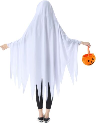 Seasons Ghost Costume for Adults, White Cloak with Pumpkin Bag, Novelty Outfit for Halloween or Parties in Saudi Arabia