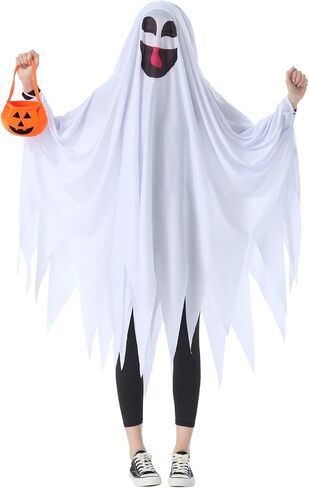 Seasons Ghost Costume for Adults, White Cloak with Pumpkin Bag, Novelty Outfit for Halloween or Parties in Saudi Arabia