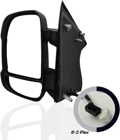 Driver Side Mirror Compatible with 2014-2024 Ram Promaster 1500 2500 3500 (Long Arm) With Heated Power Glass Turn Signals Light Temperature Sensor Manual Folding 8+2 Pins Textured Black in Saudi Arabia