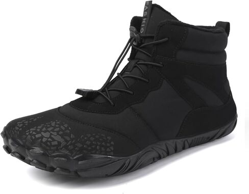 Tongzone Wide Toe Box Men's Women's Barefoot Shoes Fur Lined Zero Drop Sole High top Walking Shoes Winter in Kuwait