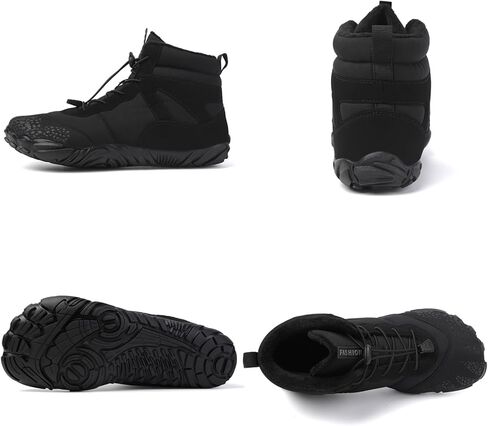 Tongzone Wide Toe Box Men's Women's Barefoot Shoes Fur Lined Zero Drop Sole High top Walking Shoes Winter in Kuwait