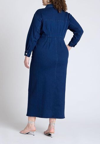 ELOQUII Women's Plus Size Denim Fitted Dress in Saudi Arabia