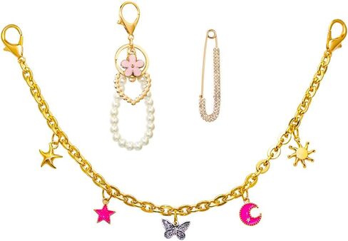 Gold Keychain Set - Fashionable Bag Charms with Double Buckle Design Enamel Pendant Purse Chains for Handbags in Saudi Arabia