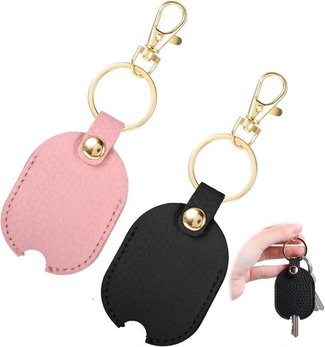 2 Pcs Key Sleeve for Broken Car Key, Broken Car Key Loop Replacement Soft Car Key Cover Key Holder for Keychain Leather Car Keychain Car Key Holder Key Sleeve for Men Women (Pink, Black) in Saudi Arabia