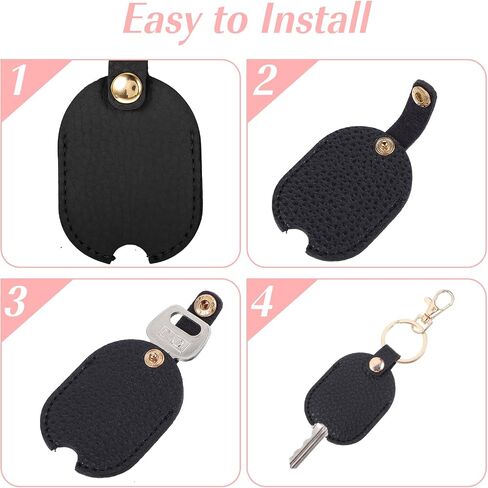2 Pcs Key Sleeve for Broken Car Key, Broken Car Key Loop Replacement Soft Car Key Cover Key Holder for Keychain Leather Car Keychain Car Key Holder Key Sleeve for Men Women (Pink, Black) in Saudi Arabia