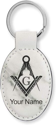 LaserGram Oval Keychain, Freemason Symbol, Personalized Engraving Included in Saudi Arabia