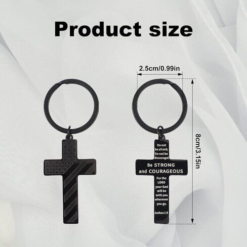 2pcs Cross Keychain for Men, Stainless Steel Cross Keyring Christian Bible Verse Key Chain Inspirational Scripture Religious Key Holder Cross Key Fob Gifts for Men Women Valentines Day in Saudi Arabia
